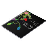 kerstlampjes op zwarte bruiloft notitieboek (Linkerzijde)