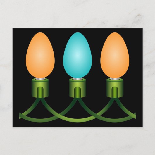 kerstlampjes, Oranje en blauw Briefkaart (Voorkant)