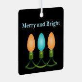 kerstlampjes, Oranje en blauw Metalen Ornament (Voorkant Rechts)