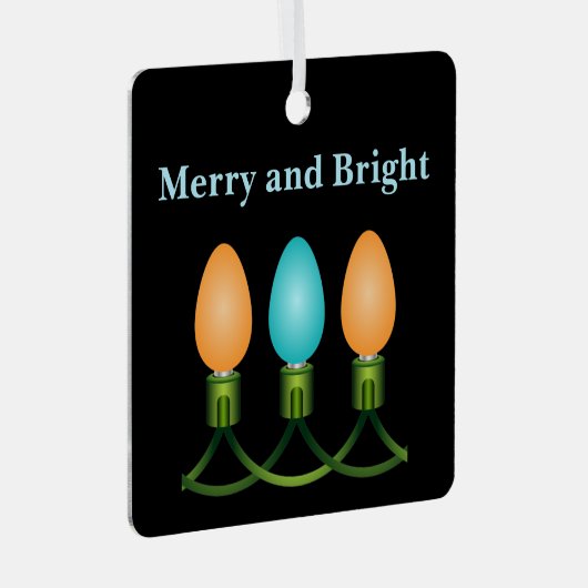 kerstlampjes, Oranje en blauw Metalen Ornament (Voorkant Rechts)