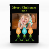 kerstlampjes Oranje en blauw op maat Fotoblokken (Voorkant)