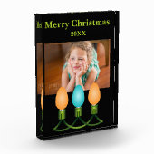 kerstlampjes Oranje en blauw op maat Fotoblokken (Links)