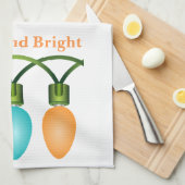 kerstlampjes, Oranje en blauw Theedoek (Quarter Fold)