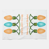 kerstlampjes, Oranje en blauw Theedoek (Horizontaal)