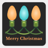 kerstlampjes, Oranje en blauw Vierkante Sticker (Voorkant)