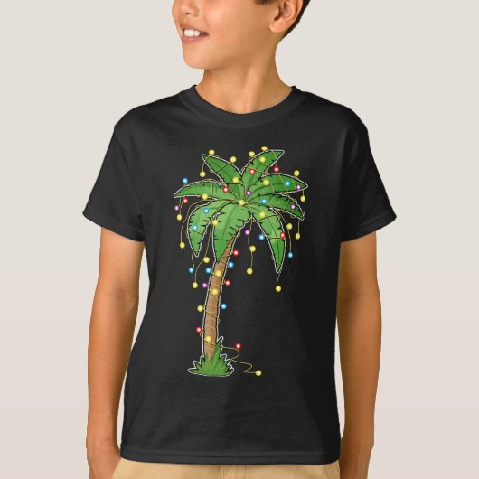 kerstlampjes palmboom strand Funny Tropical Xm T-shirt (Voorkant)
