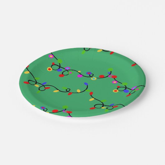 kerstlampjes papieren bordje (Gekanteld)