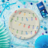 kerstlampjes papieren bordje (Feest)