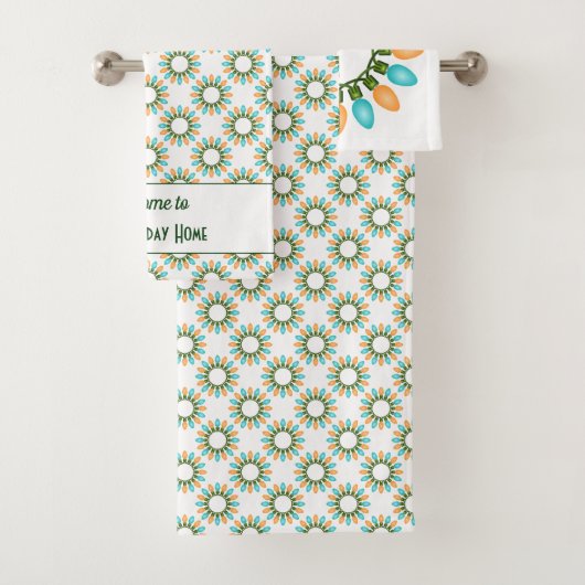 Kerstlampjes Patroon Oranje en blauw Bad Handdoek (Insitu)