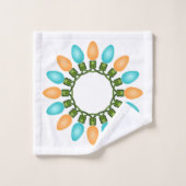 Kerstlampjes Patroon Oranje en blauw Bad Handdoek (Wasdoekje)