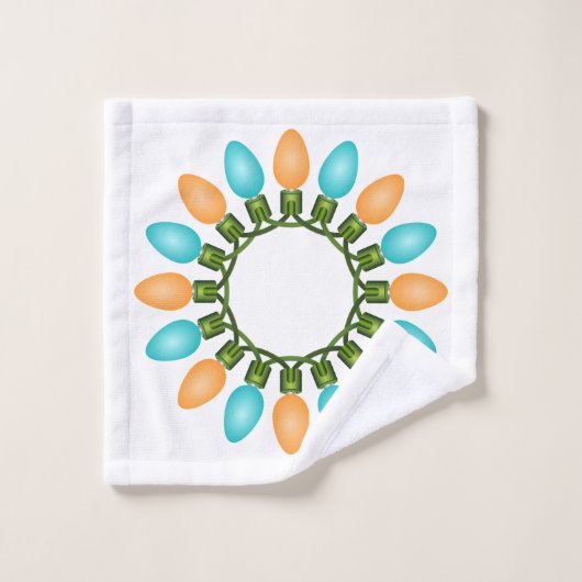 Kerstlampjes Patroon Oranje en blauw Bad Handdoek (Wasdoekje)
