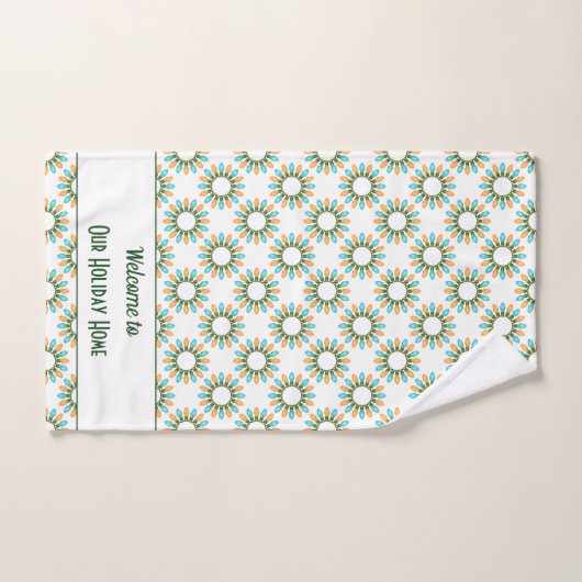 Kerstlampjes Patroon Oranje en blauw Bad Handdoek (Handdoek)