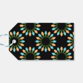 Kerstlampjes Patroon Oranje en blauw Cadeaulabel (Achterkant Horizontaal)