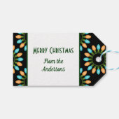 Kerstlampjes Patroon Oranje en blauw Cadeaulabel (Voorkant (Horizontaal))