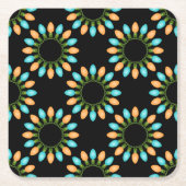 Kerstlampjes Patroon Oranje en blauw Kartonnen Onderzetters (Voorkant)