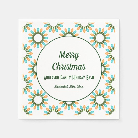 Kerstlampjes Patroon Oranje en blauw Servet (Voorkant)