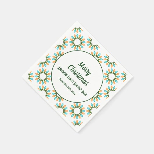 Kerstlampjes Patroon Oranje en blauw Servet (Hoek)