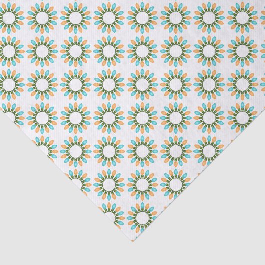 Kerstlampjes Patroon Oranje en blauw Tissuepapier (Detail)