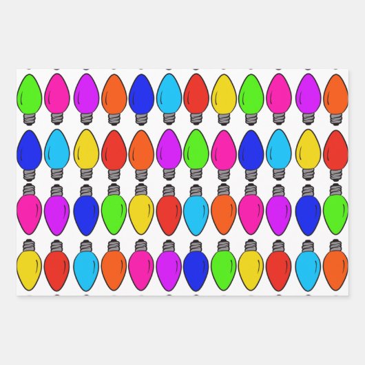 kerstlampjes Patroon Papierbladen overvullen Inpakpapier Vel (Voorkant)