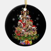 kerstlampjes Pitbull Santa Hat Tree Pitbull Keramisch Ornament (Voorkant)