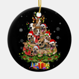 kerstlampjes Pitbull Santa Hat Tree Pitbull Keramisch Ornament