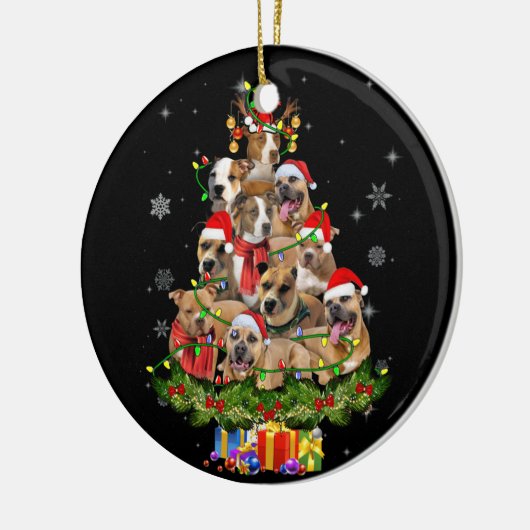 kerstlampjes Pitbull Santa Hat Tree Pitbull Keramisch Ornament (Links)