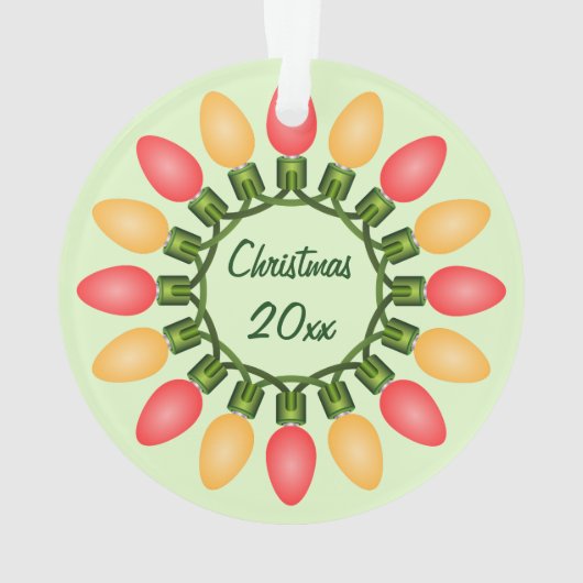 Kerstlampjes rond rood en Oranje Ornament (achterkant)