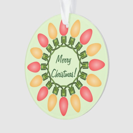 Kerstlampjes rond rood en Oranje Ornament (voorkant)