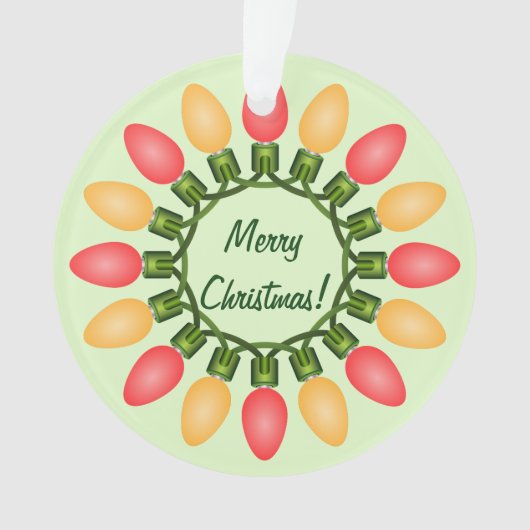 Kerstlampjes rond rood en Oranje Ornament (voorkant)