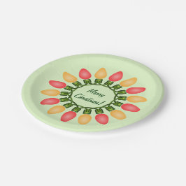 Kerstlampjes rond rood en Oranje Papieren Bordje