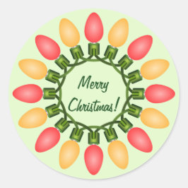 Kerstlampjes rond rood en Oranje Ronde Sticker