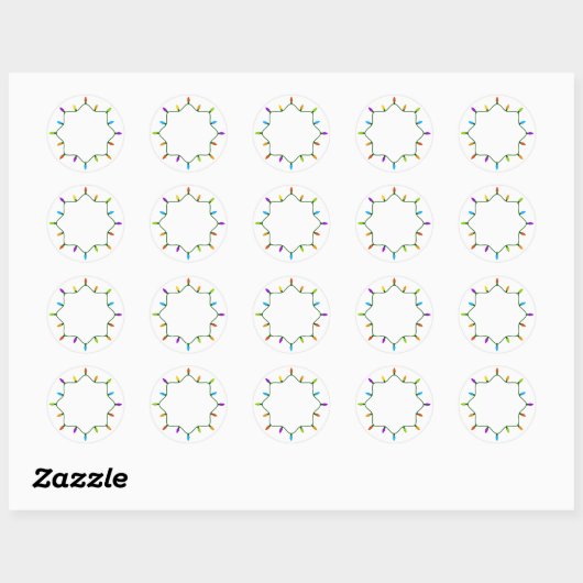 Kerstlampjes... Ronde Sticker (Vel)
