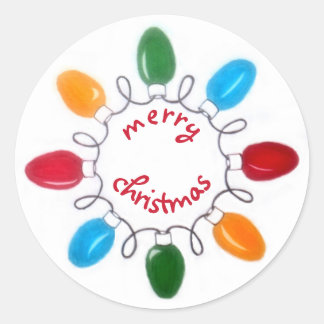 kerstlampjes ronde sticker