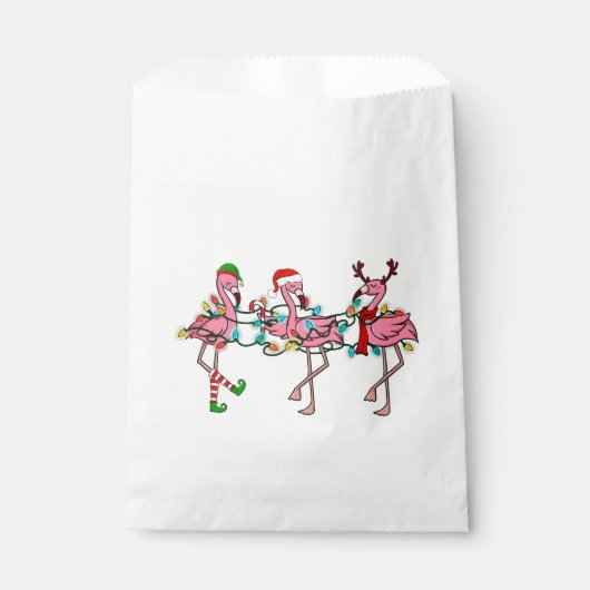 Kerstlampjes Roze Flamingo Santa Hat Holiday X Bedankzakje (Voorkant)
