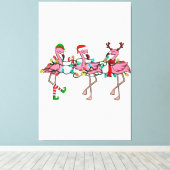 Kerstlampjes Roze Flamingo Santa Hat Holiday X Canvas Afdruk (Insitu (Houten vloer))