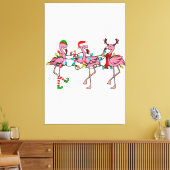 Kerstlampjes Roze Flamingo Santa Hat Holiday X Canvas Afdruk (Insitu (Woonkamer))