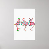 Kerstlampjes Roze Flamingo Santa Hat Holiday X Canvas Afdruk (Voorkant)