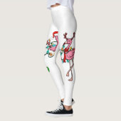 Kerstlampjes Roze Flamingo Santa Hat Holiday X Leggings (Links)
