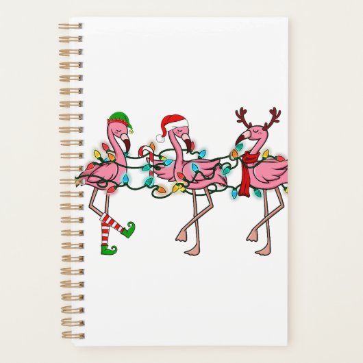 Kerstlampjes Roze Flamingo Santa Hat Holiday X Planner (Voorkant)