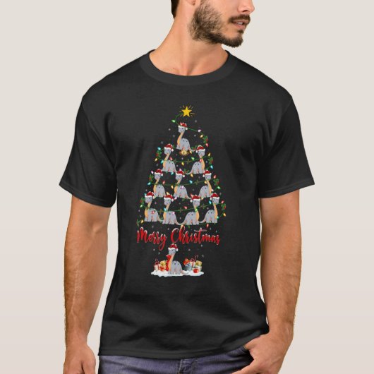Kerstlampjes Santa Diplodocus Dinosaur Kerstmis T T-shirt (Voorkant)