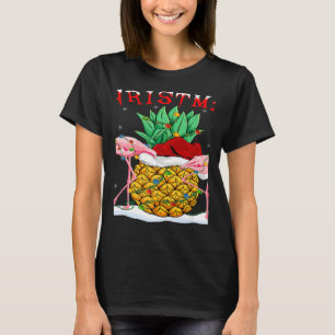Kerstlampjes Santa Flamingo Pineapple Merry Christ T-shirt