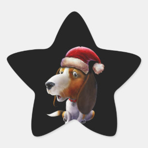 kerstlampjes Santa Hat Beagle Cute Gifts Dog Ster Sticker