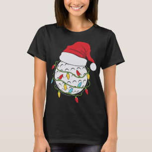 Kerstlampjes Santa Hat Golf Ball Funny Sports T-shirt