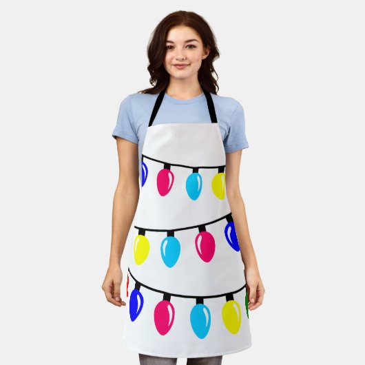 kerstlampjes schort (Gedragen)