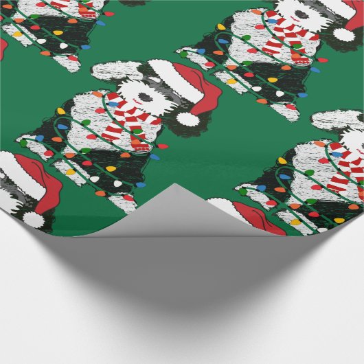 kerstlampjes Sheepadoodle Cadeaupapier (Hoek)