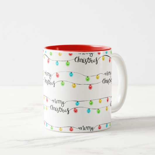 kerstlampjes tweekleurige koffiemok (Voorkant rechts)