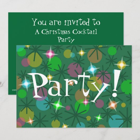 Kerstlampjes uitnodiging voor 'feest'. (Voorkant / Achterkant)