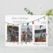 Kerstlampjes van het moderne seizoen 3 Foto Feestdagenkaart (Staand voorkant)