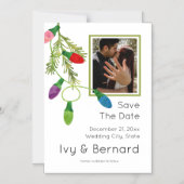 Kerstlampjes, Verloving foto Opslaan Datum Magnetische Uitnodiging (Voorkant)