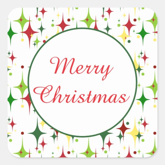 kerstlampjes vierkante sticker (Voorkant)